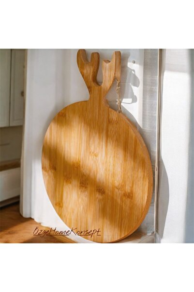 MUTFAKÇIM Round Bamboo Cutting & Presentation Board – Natural Wood Serving Bo...