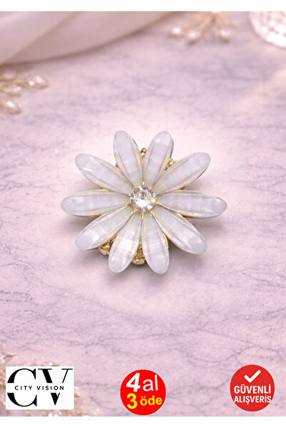 cityvision Mini agrafă de păr cu model de flori gri cu detalii de cristal – Agrafă elegantă și rafinată 2,5 cm