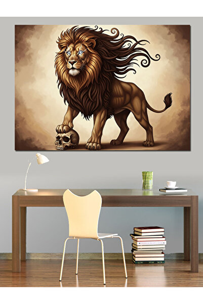 Artmeg Portret decorativ cu aspect serios al unui leu, pe pânză - Tablou din ...