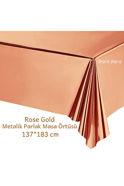 parti pera Metalik Parlak Rose Gold Alüminyum Folyo Masa Örtüsü 137*183 cm