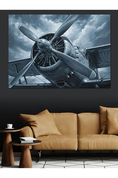 Artmeg Elice de motor de avion de luptă în tonuri gri Pânză decorativă - Tabl...