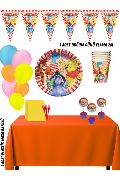 HAPPYLOOPPARTY Set dekoracija za rođendansku proslavu Vini Puh za 40 osoba