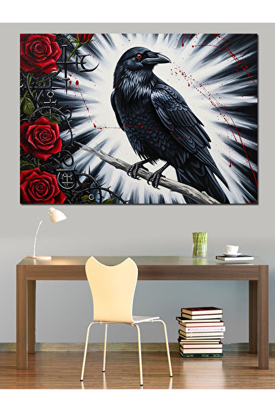 KanvasSepeti Black Raven Winter Pictură în ulei de înaltă calitate texturat C...