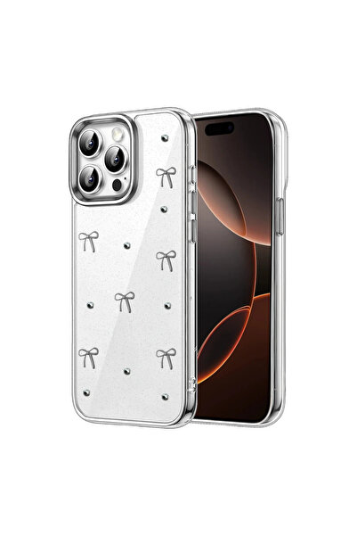 UnDePlus Apple iPhone 15 Pro Case Transparent with Embossed Shiny Pattern Bow...