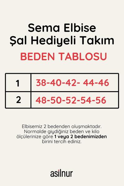 ASİLNUR Sema Elbise Şal Hediyeli Takım Siyah