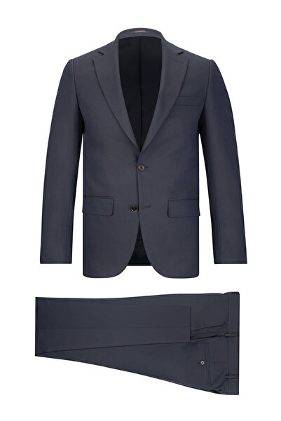 Hatemoğlu Lacivert Slim Fit Mono Yaka Klasik Takım Elbise