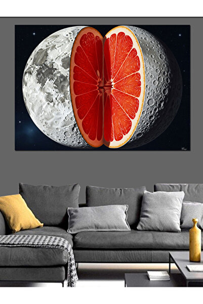 Artmeg Pânză decorativă cu pictură abstractă cu portocale și lună - Masă din ...