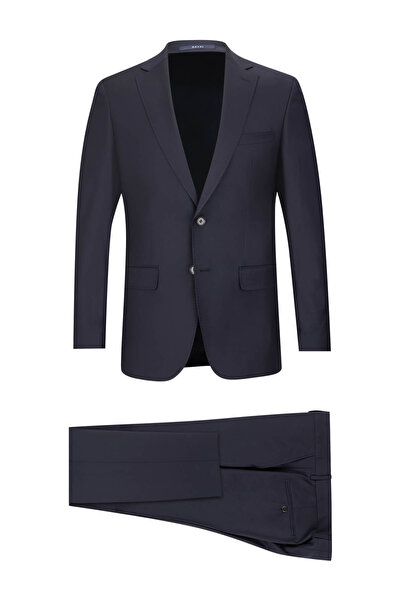 SAYKI Navy Blue Slim Fit Mono Neck Classic Suit