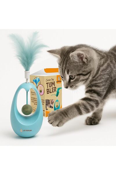 Yelajoy Wobble Cat Toy - Self-Righting Wobble Feather Toy with Catnip - Interactive Kitten Enrichment Feathe