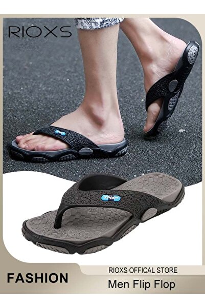 RIOXS Men's Flip Flops, Comfortable Arch Support Thong Sandals for Men, Linghtweight Anti-slip Shower Slip