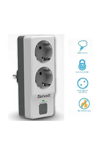 Dotvolt İkili Akım Korumalı Priz Beyaz Anahtarlı Surge Hunter 1050 Joule