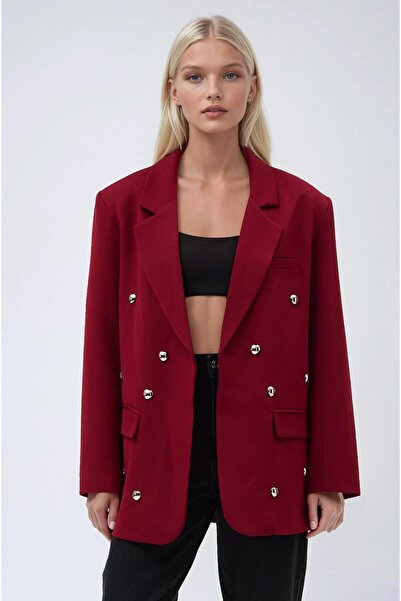 Lijuri Heart Button Printed Blazer Jacket 6155