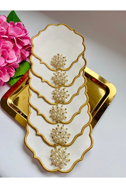 ELÇİÇEK HOME Presentation Napkin, Cocktail Napkin, Coffee Side Presentation Napkin 6 Pieces