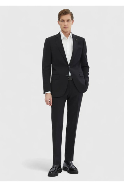 Ramsey Black Plain 100% Wool Suit