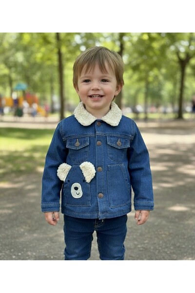 Csp Cassiope Yakası Kuzu Kot Denim Erkek Çocuk Mont