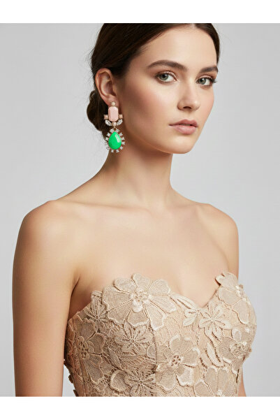 Süspüs Accessories Green Phosphorescent Stone, Dangle Evening Dress Drop Earrings