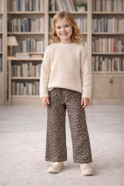 Nimini Kids Τζιν παντελόνι για κορίτσια με σχέδιο λεοπάρ καμπάνα (προτιμάτε μ...