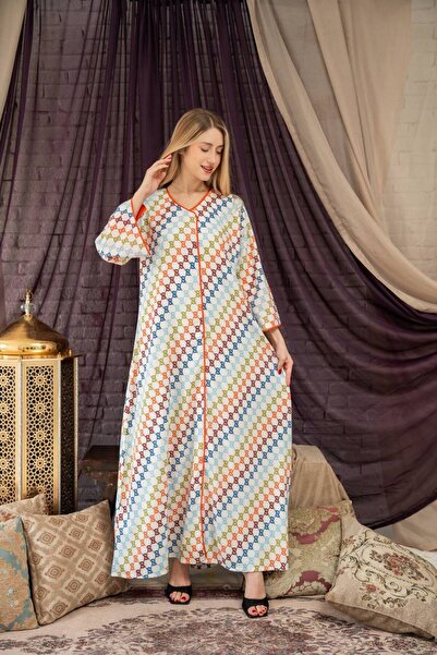 AFandina جلابية قطن مشجر متعددة الألوان – راحة وأناقة يومية SM -38