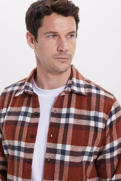 Tudors Men's Slim Fit slim fit checkered winter lumberjack shirt
