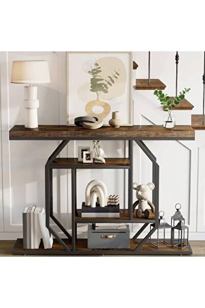 NKX طاولة جانبية خشبية ضيقة، خزانة جانبية متعددة الأرفف، طاولة أريكة ضيقة لغرفة المعيشة المنزلية