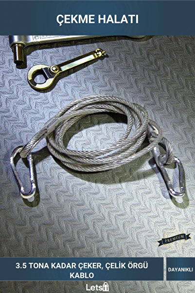 Letsii 3.5 Ton Çelik Örgü Kablolu Oto Çekme Halatı