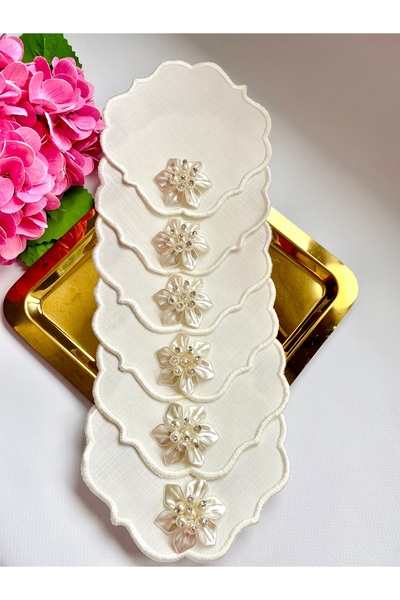 ELÇİÇEK HOME Presentation Napkin, Cocktail Napkin, Coffee Side Presentation Napkin 6 Pieces