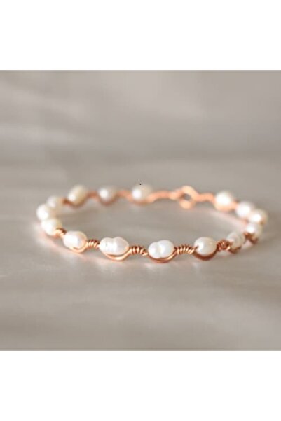 Elbi Takı Dalga Model Beyaz Arpa İnci Bilezik