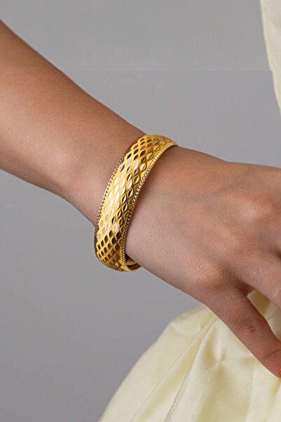 Çgk Çiğdem Gürel Kuyumculuk 8K Altın Badem Motifli Klasik Bilezik