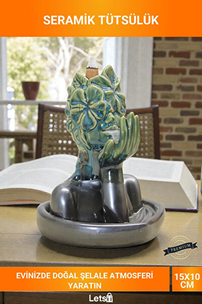 Letsii Seramik Doğa Yüzü Geri Akışlı Tütsülük Şelale Etkili Dekoratif Tütsülük