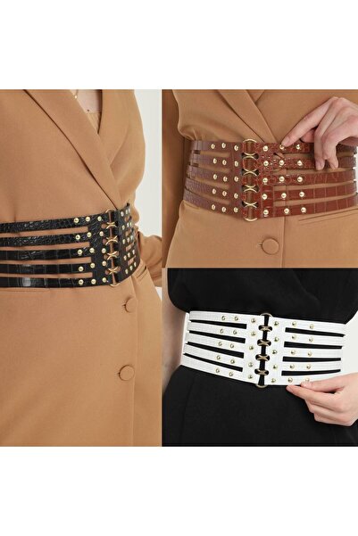 DAYMA مجموعة من 3 أحزمة كورسيه واسعة للنساء - مع رباط تروكلي، حزام أنيق يبرز الخصر