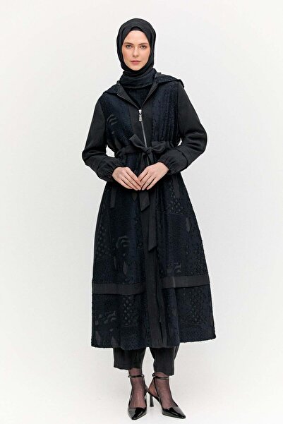 Setrms Kapüşonlu Fermuarlı Kuşaklı Pardösü