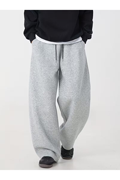 LOSMARY Erkek Gri rahat kalıp düz paça eşofman altı