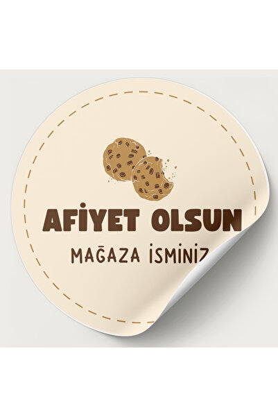 YAPIŞKAN STORE Afiyet Olsun Sticker Etiket 24 Adet 4 cm çap yuvarlak şekil yapışkanlı paket servis