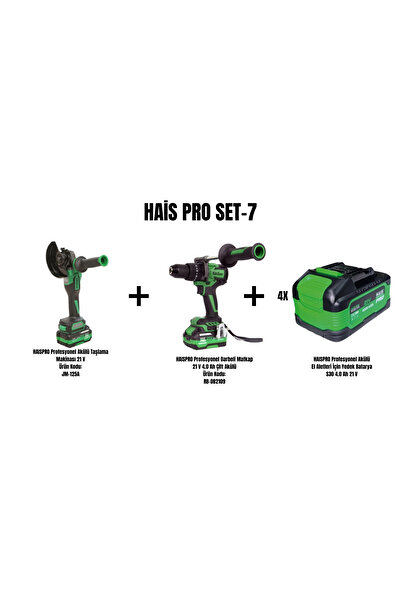 Hais HaisPro Set-7 (AKÜLÜ TAŞLAMA JM-125A +DARBELİ MATKAP RB-DB2109)