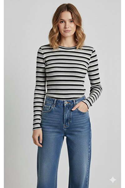 Nai baby Women's Long Sleeve Crew Neck Cotton Soft Textured Full-Fit Patterned Body Blouse