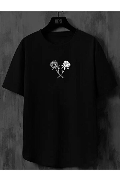 Oceanwear Tricou negru uni pentru bărbați, cu mânecă scurtă, cu imprimeu cu t...
