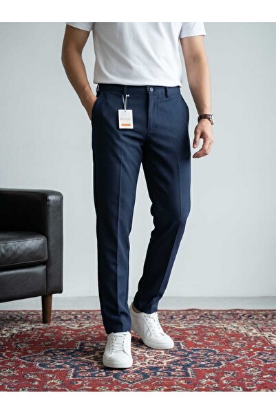 hello7 Men's Quality Beige Stretch Fabric Italian Cut Stylish and Comfortable Trousers Suitable for Any Environment