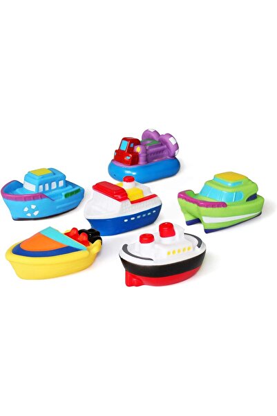 Generic مجموعة ألعاب استحمام عائمة للأطفال الصغار من عمر سنة إلى 3 سنوات - 6 قطع من ألعاب قوارب رش الماء التعليمية