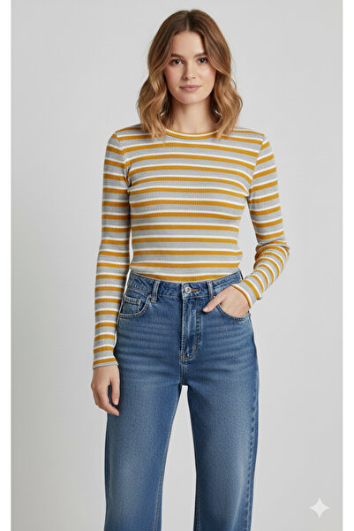 Nai baby Women's Long Sleeve Crew Neck Cotton Soft Textured Full-Fit Patterned Body Blouse