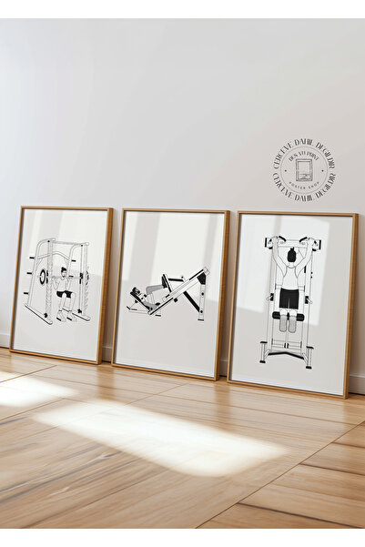 DES VU PRINT Spor Salonu Temalı 3'lü Poster Seti, Spor Salonu Gym Poster Seti
