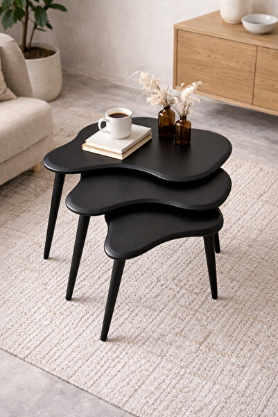 Trihome A+Plus Masif Gürgen Ağacı 3’lü Zigon Sehpa | El İşçiliği Doğal Ahşap ...