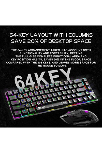 ASA K77 Mechanical Gaming Keyboard, 77-Key Compact Layout with Number Pad