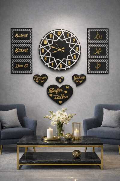 jalehediyelik Salon ve Oda için Duvar saati kişiye özel olarak saat 40 cm yan...