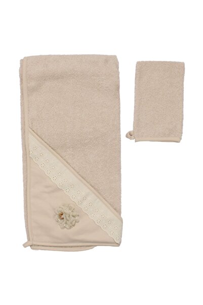 bebegen طقم مناشف من التول المزخرف بالزهور مع بروش للفتيات الصغيرات مقاس 75 × 75 سم