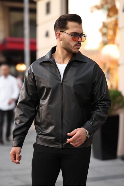Jaglion Oversized Men's New Season Leather Jacket