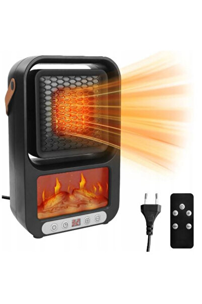 NO BRAND Portable Ceramic Fan Heater - 3D Fireplace Flame Effect - Rapid Heat...