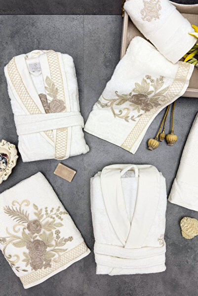 ZEBRACASA Flora Bambu Dantelli Aile Bornoz Seti