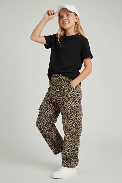 Patriko PANTALONI DENIM LEOPARD K buzunar cargo I CU PĂRĂLĂ LARGĂ PENTRU FETE...