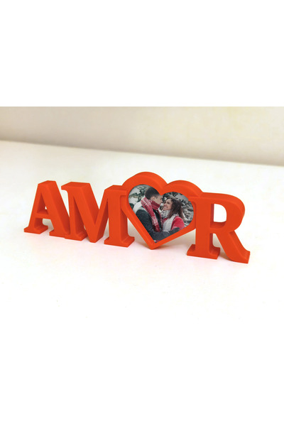 AtikPromosyon3D Special Red Amor Written Illustrated Tabletop Frame for Valentine's Day 10X25Cm