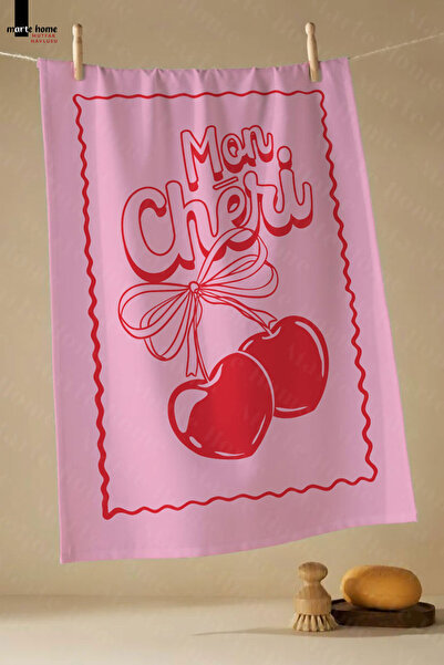 Marte Home CHERİ - RENKLİ BASKILI 2'Lİ SET 40x60 MUTFAK HAVLUSU, KURULAMA BEZİ